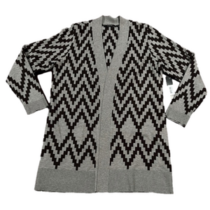 Cyrus Brown & Beige Tribal Zig Zag Open Front Knit Cardigan Sweater -Size L, NWT